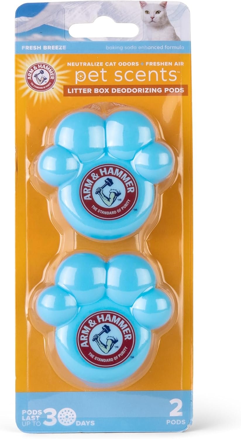 Arm & Hammer Pets Cat Litter Box Deodorizing Pods 2 pods, Fresh Breeze Scent | 2 Cat Litter Box Deodorizer from Arm and Hammer | Combats Cat Odors | 2 Adhesive Devices - Image 2