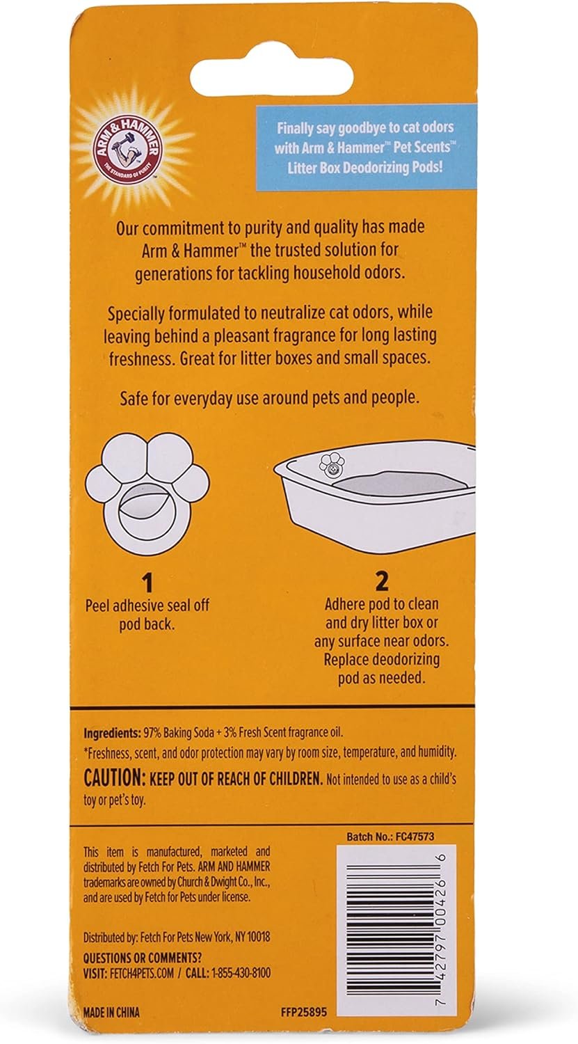 Arm & Hammer Pets Cat Litter Box Deodorizing Pods 2 pods, Fresh Breeze Scent | 2 Cat Litter Box Deodorizer from Arm and Hammer | Combats Cat Odors | 2 Adhesive Devices - Image 6