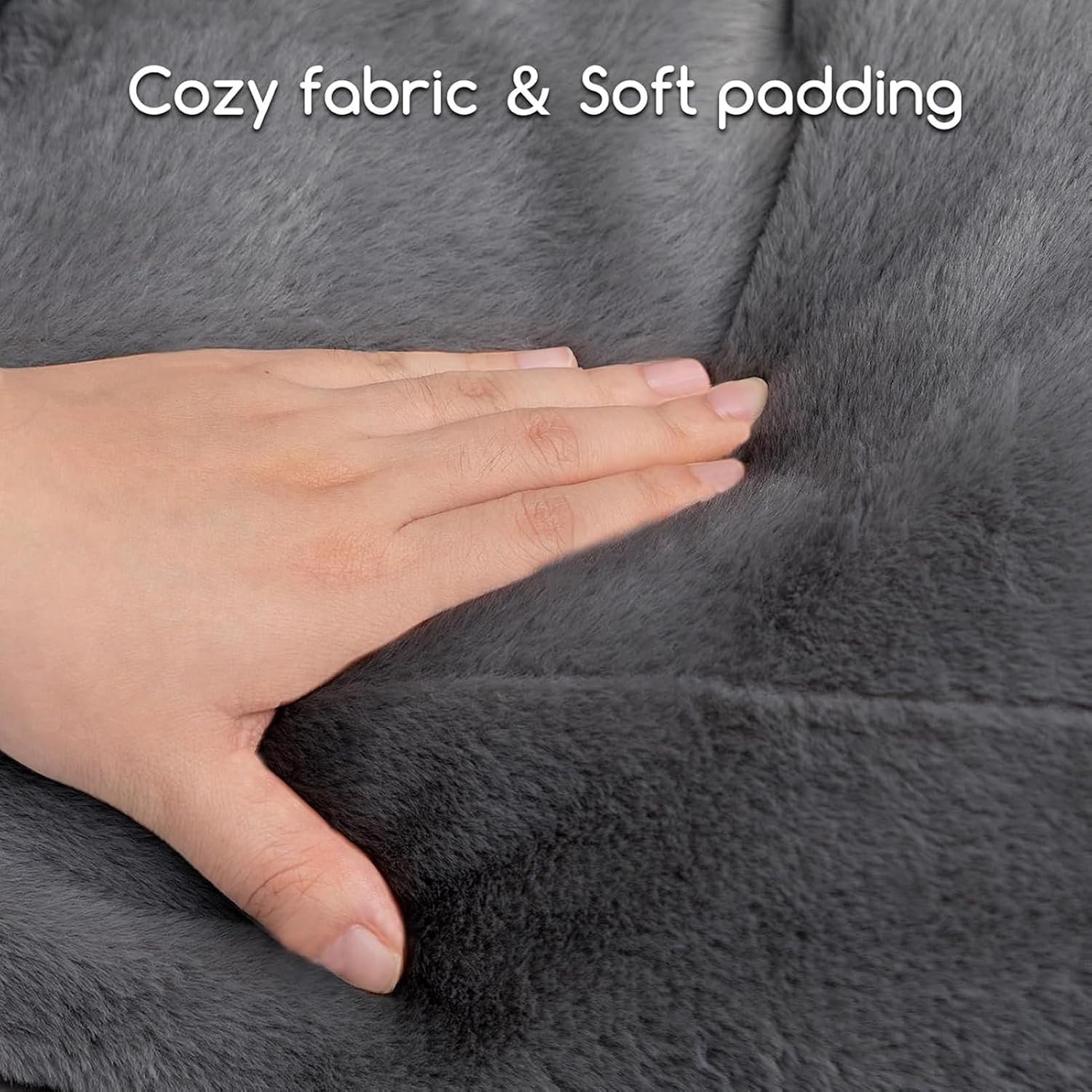 Hollypet Fluffy Plush Dog Cat Pet Couch Soft Calming Sofa Bed for Medium Small Cats and Dogs, Gray - Image 9