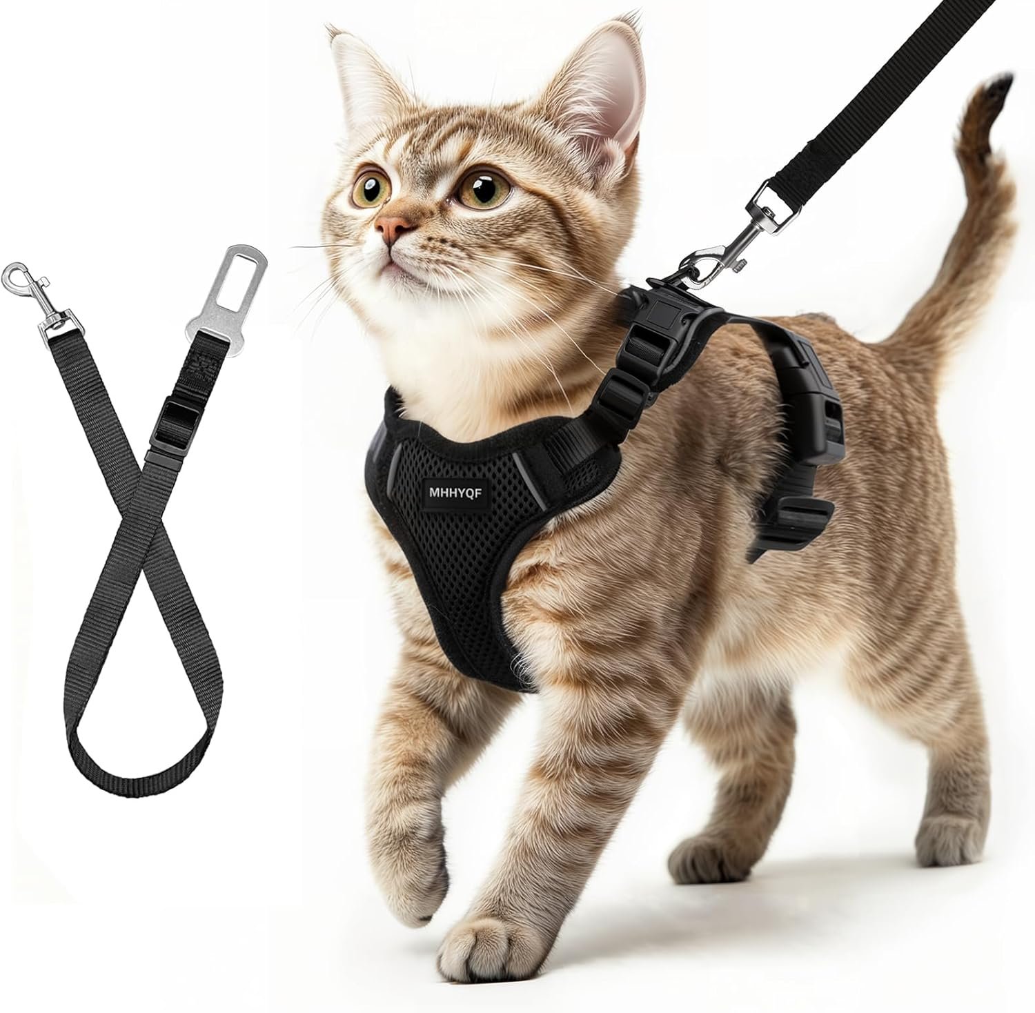 Cat Harness and Leash for Walking, Cat Car Harness, Escape Proof Soft Adjustable Vest Harnesses for Cats, Easy Control Breathable Reflective Strips Harness, Kitten Harness and Leash Set, Black, S - Image 2