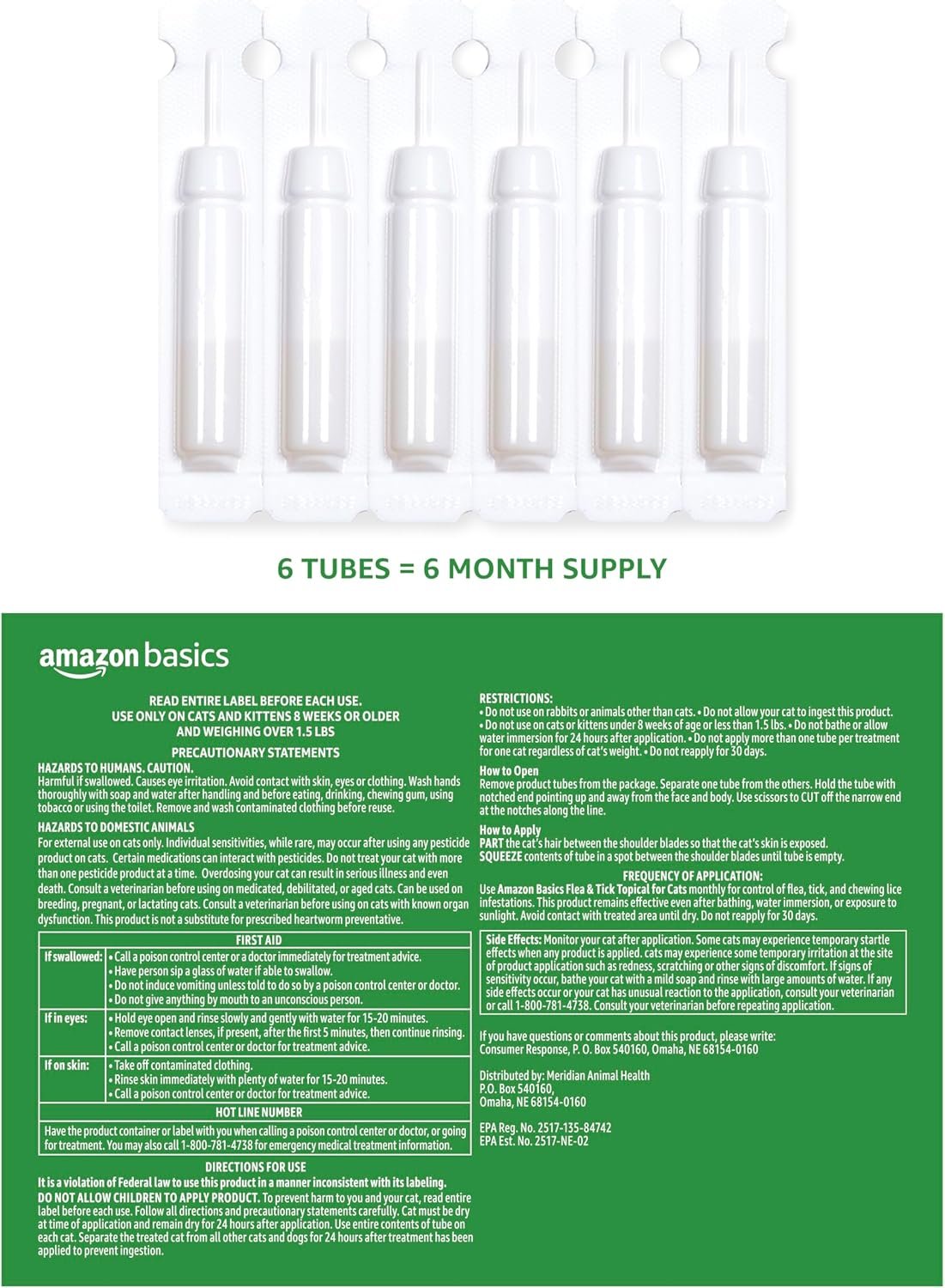 Amazon Basics Flea and Tick Topical Treatment for Cats (Over 1.5 Pounds), 6 Count (Previously Solimo) - Image 3