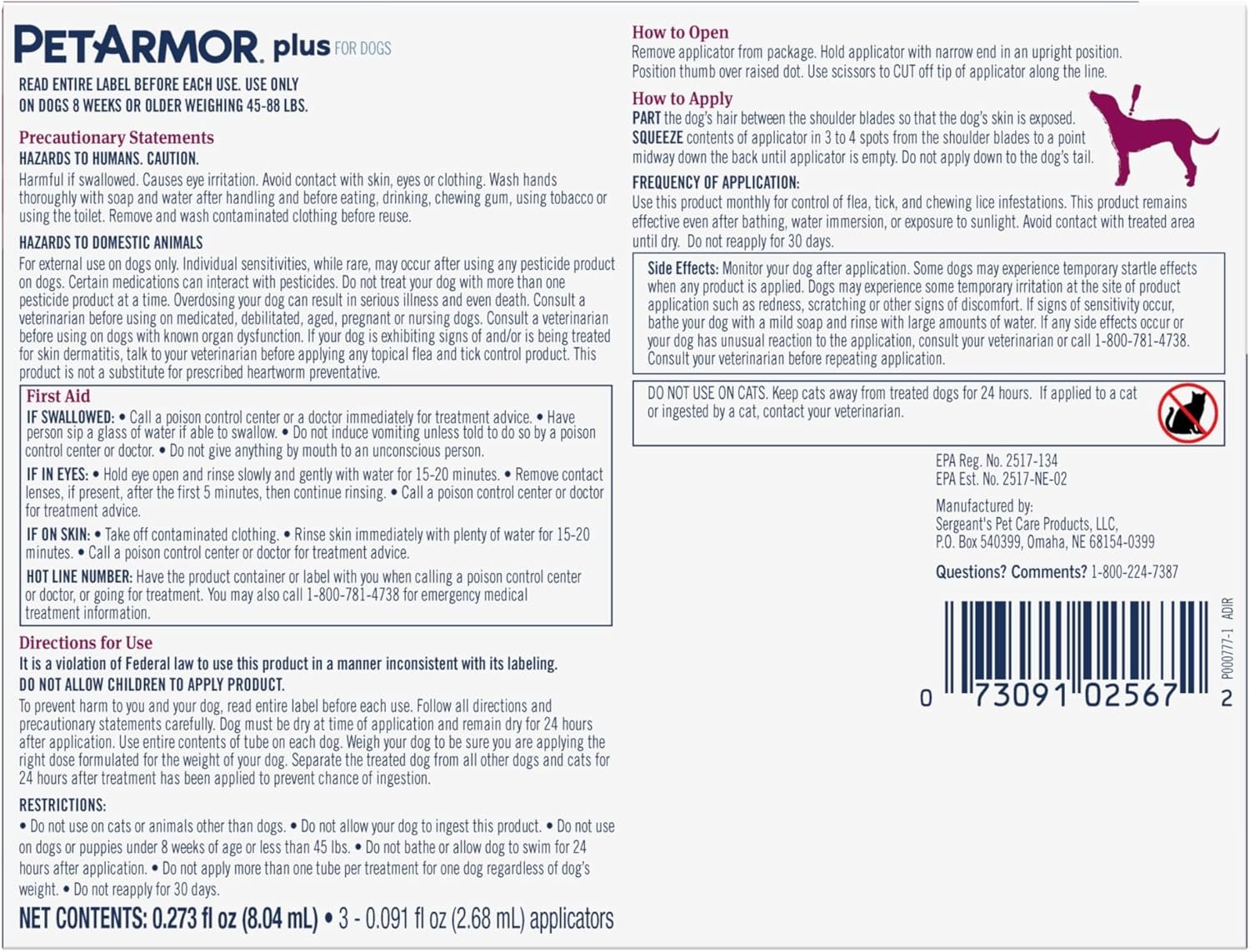 PetArmor Plus Flea and Tick Prevention for Dogs, Dog Flea and Tick Treatment, 6 Doses, Waterproof Topical, Fast Acting, Large Dogs Dogs (45-88 lbs) - Image 11